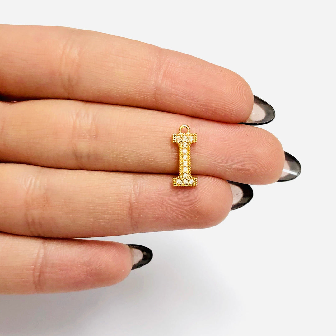 NEW!!! 24Kt Gold Plated Brass Micro Pave Initial Charms
