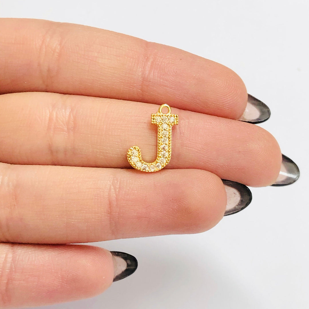 NEW!!! 24Kt Gold Plated Brass Micro Pave Initial Charms