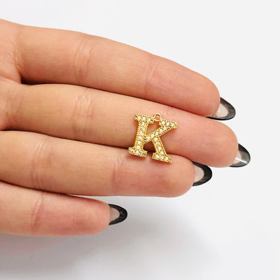 NEW!!! 24Kt Gold Plated Brass Micro Pave Initial Charms