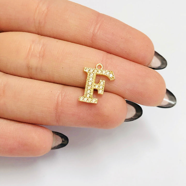 NEW!!! 24Kt Gold Plated Brass Micro Pave Initial Charms