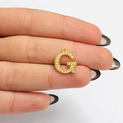 NEW!!! 24Kt Gold Plated Brass Micro Pave Initial Charms