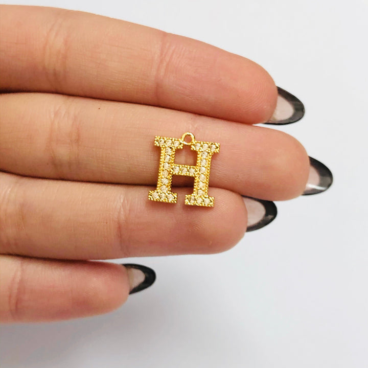 NEW!!! 24Kt Gold Plated Brass Micro Pave Initial Charms