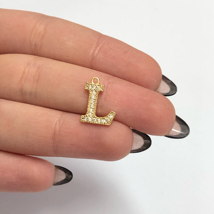 NEW!!! 24Kt Gold Plated Brass Micro Pave Initial Charms