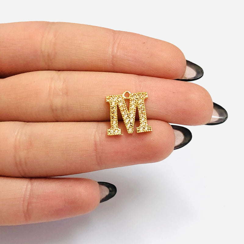 NEW!!! 24Kt Gold Plated Brass Micro Pave Initial Charms