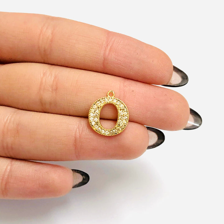 NEW!!! 24Kt Gold Plated Brass Micro Pave Initial Charms