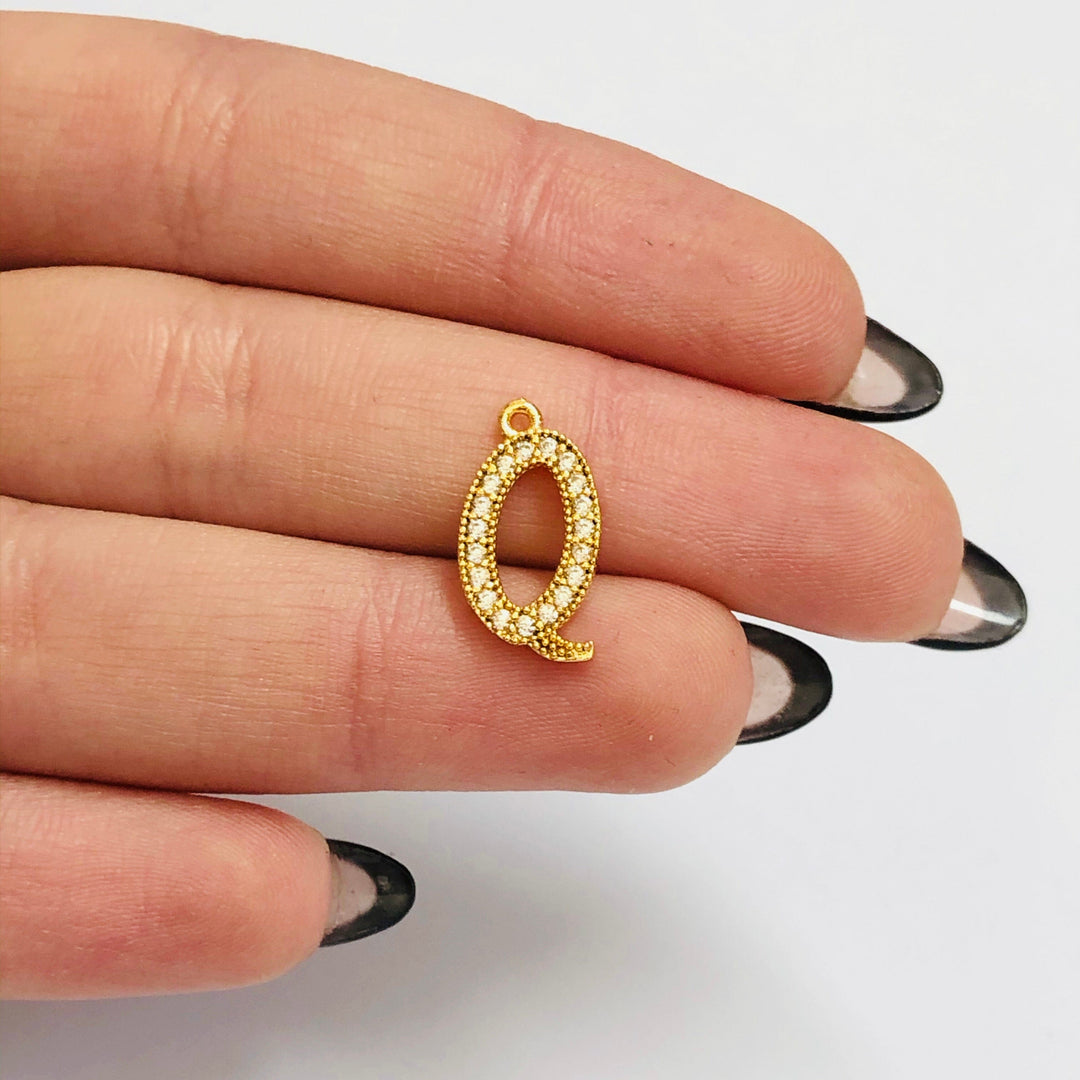 NEW!!! 24Kt Gold Plated Brass Micro Pave Initial Charms