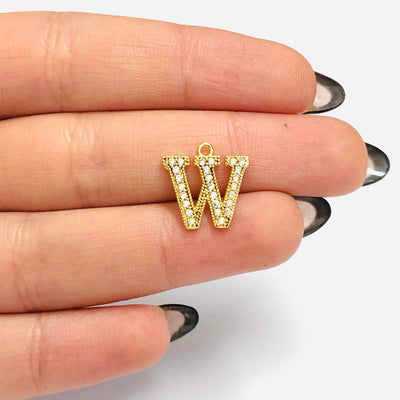 NEW!!! 24Kt Gold Plated Brass Micro Pave Initial Charms