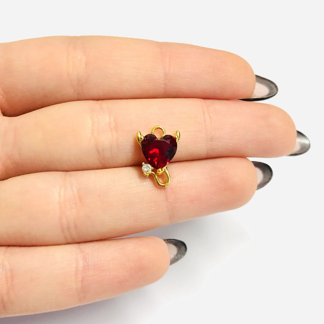 Devil Heart 24Kt Gold Plated Swarovski Heart Charm