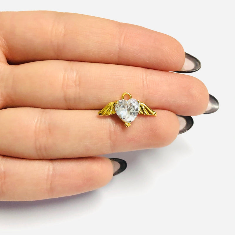 Angel Heart 24Kt Gold Plated Swarovski Heart Charm