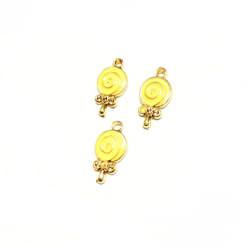 Breloques sucettes en laiton plaqué or 24 carats, 3 pièces dans un paquet