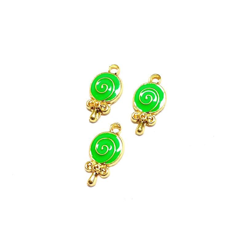 24Kt Gold Plated Brass Lollipop Charms, 3 pcs in a pack