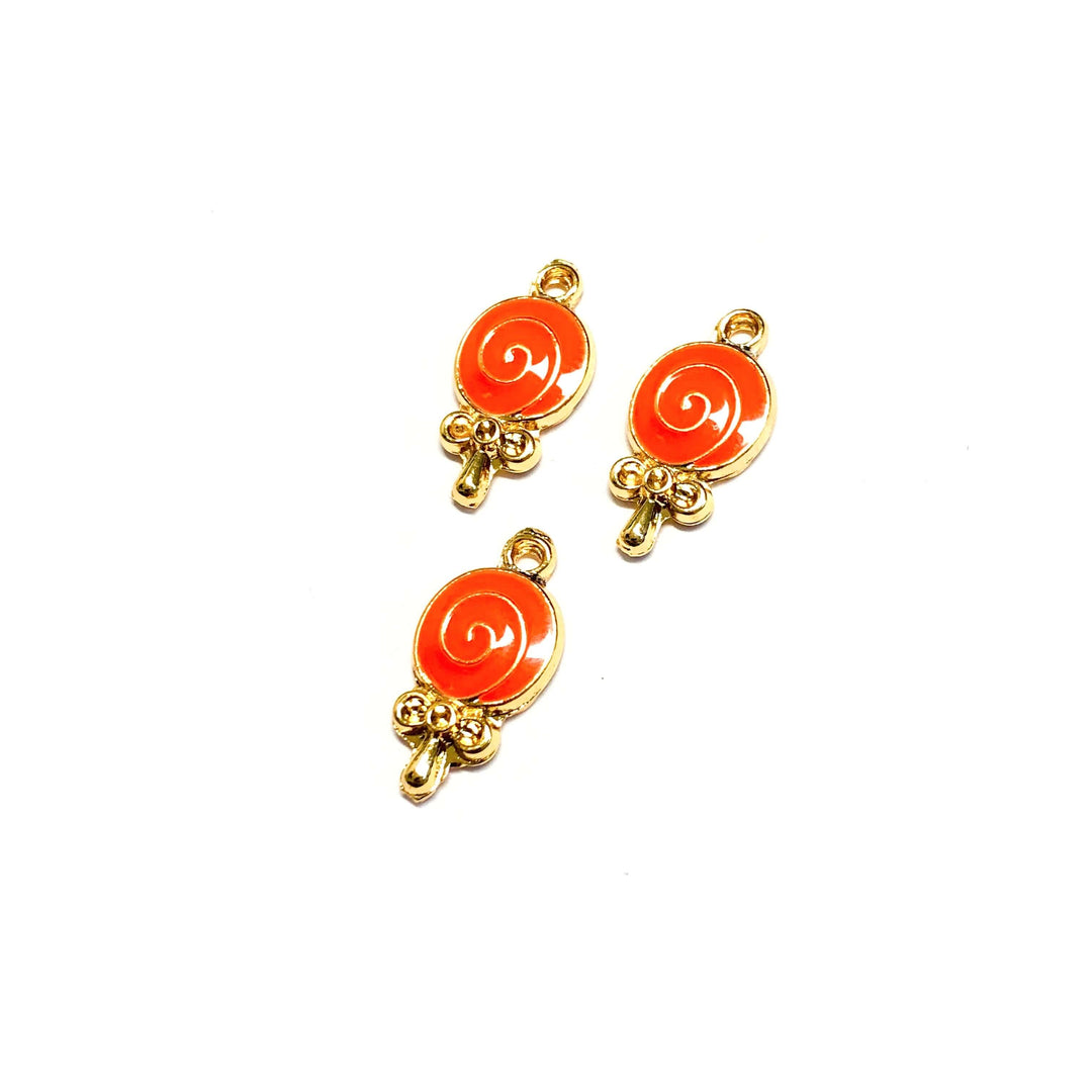 24Kt Gold Plated Brass Lollipop Charms, 3 pcs in a pack