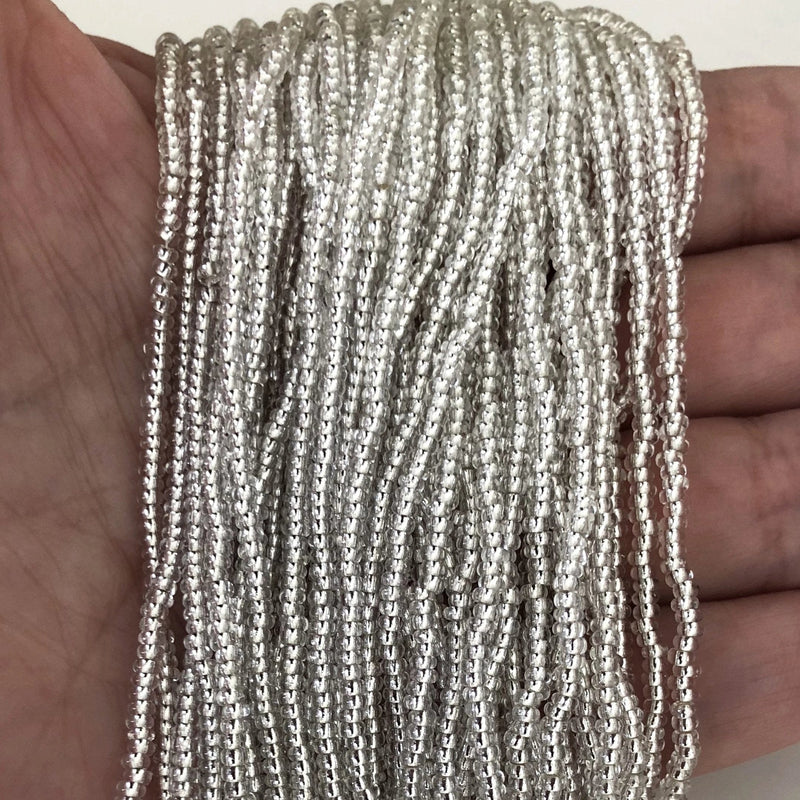 Preciosa Seed Beads 11/0 Rocailles-Rundloch,Perlen,Rocailles-78102 Crystal Silver Lined-PRCS11/0-69,