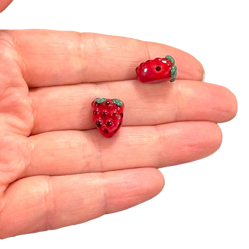 Hand Made Murano Glass Strawberry Charm