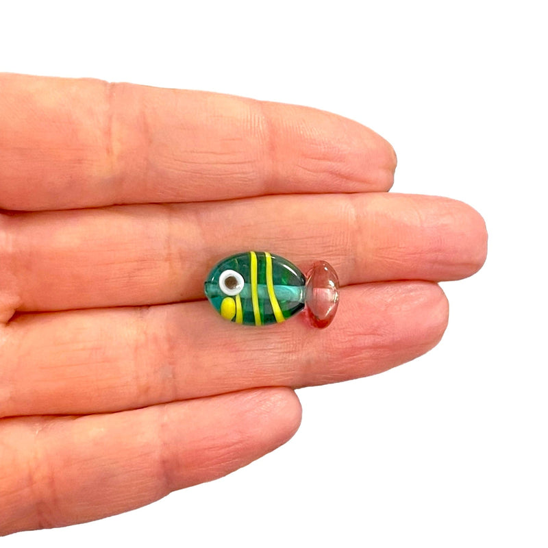 Hand Made Murano Glass Green Fish Charm