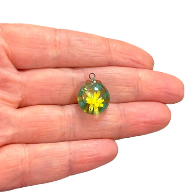 Hand Made Murano Glass Yellow Flower Charm