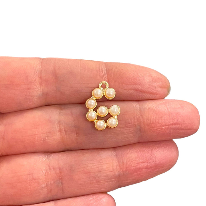 Initial Pendants, Initial Alphabet Letter Pendants, 24Kt Gold Plated White Pearl Style A to Z, Gold Initial Pendants, Initial Necklace