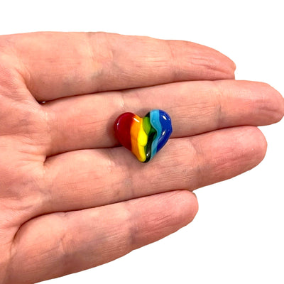 Hand Made Murano Glass Rainbow Heart Charm