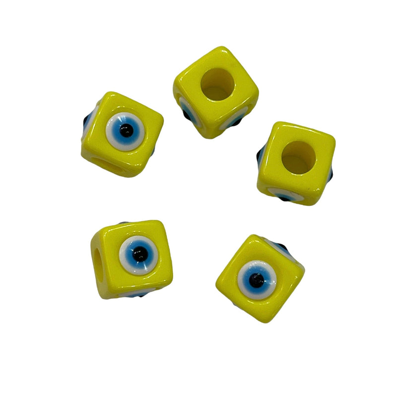 Large Hole Evil Eye Resin Beads, 15mm Beads, 7mm Hole, 5 Beads in a Pack