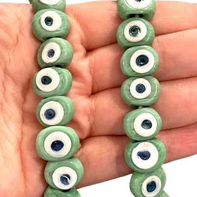 Perles de mauvais œil en verre faites à la main par un artisan turc traditionnel, perles de verre mauvais œil à grand trou, 50 perles par paquet