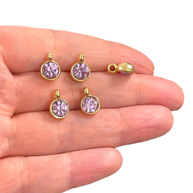 24Kt Gold Plated Lilac Swarovski Charms, 5 pcs in a pack