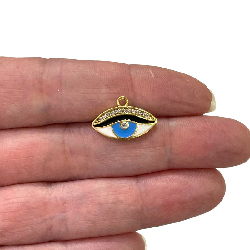 24Kt Gold Plated Cz Micro Pave Evil Eye Charm