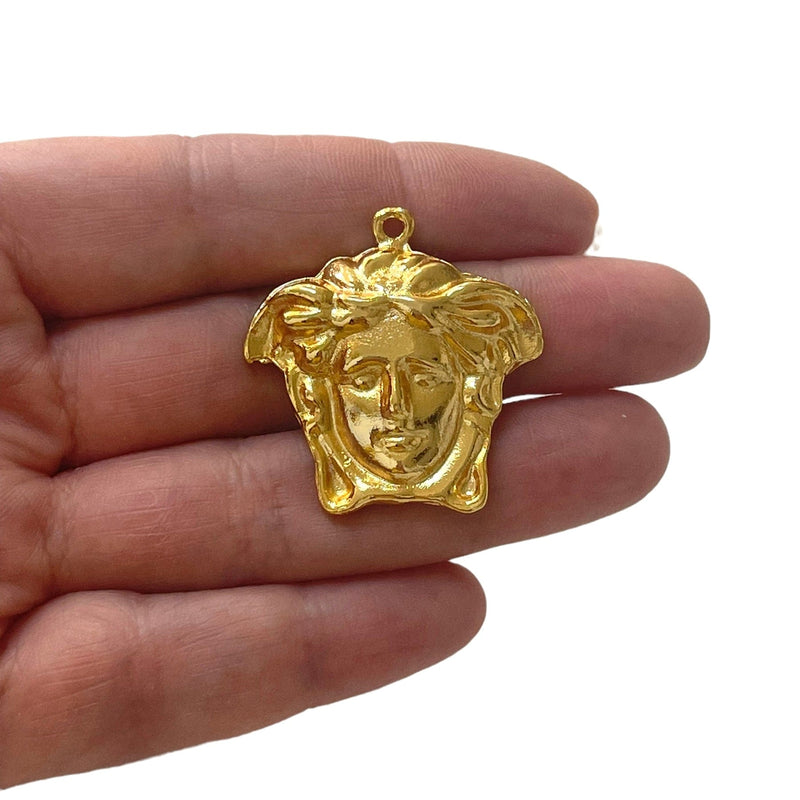 24Kt Gold Plated Medusa Pendant, Ancient Greek Mythology Medusa Head Pendant