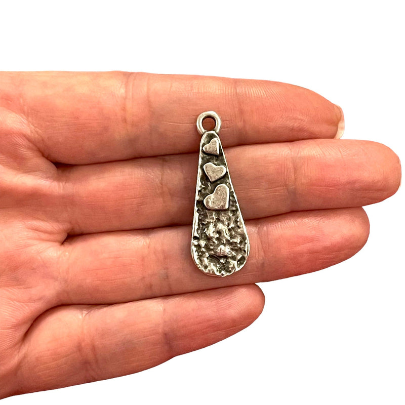 Charmes de goutte plaqués argent antique, breloques de goutte d&