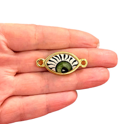 24Kt Gold Plated Hand Made&Paint Ceramic Eye Connector