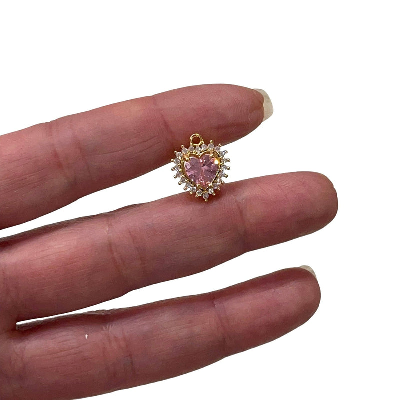 Pink Swarovski Crystal Heart Charm