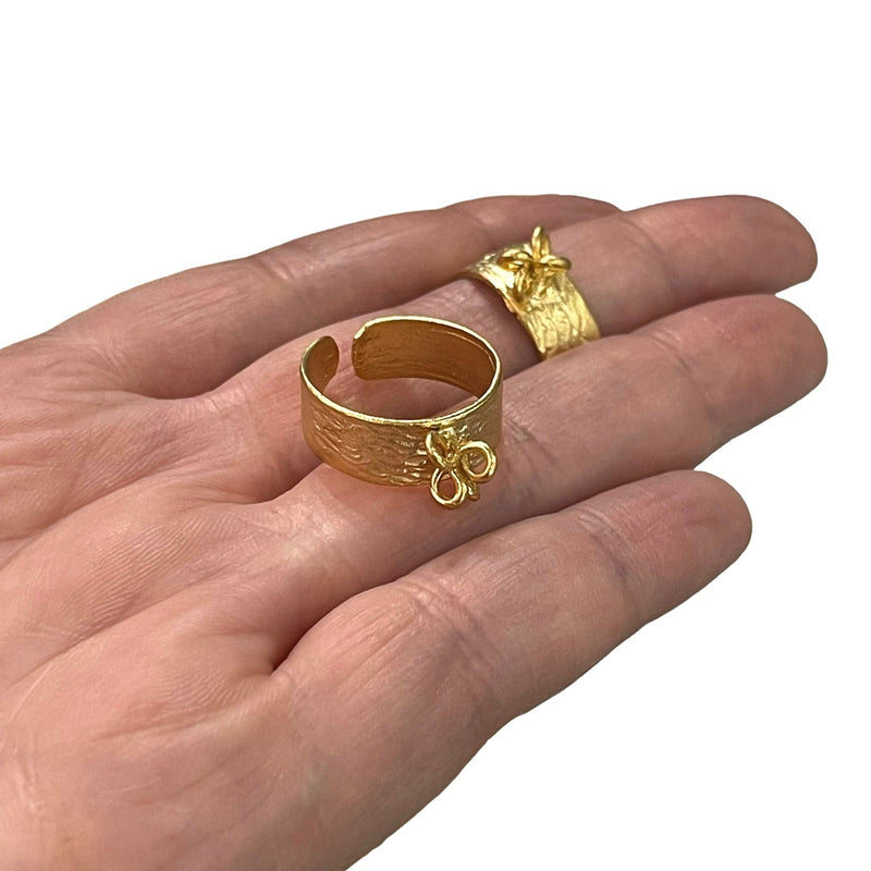 24Kt Matte Gold Plated Brass Adjustable Ring Blank