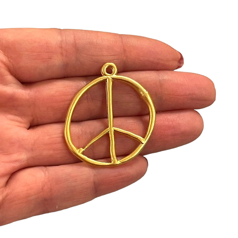 24Kt Matte Gold Plated Peace Charm