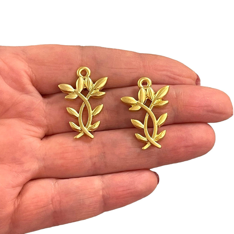 24Kt Matte Gold Plated Leaves Charms