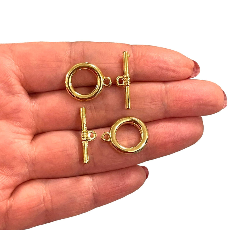 2 Sets 24Kt Shiny Gold Plated Toggle Clasps,