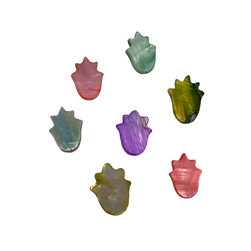 Perles Hamsa de couleur nacre, trous verticaux, 7 perles dans un paquet