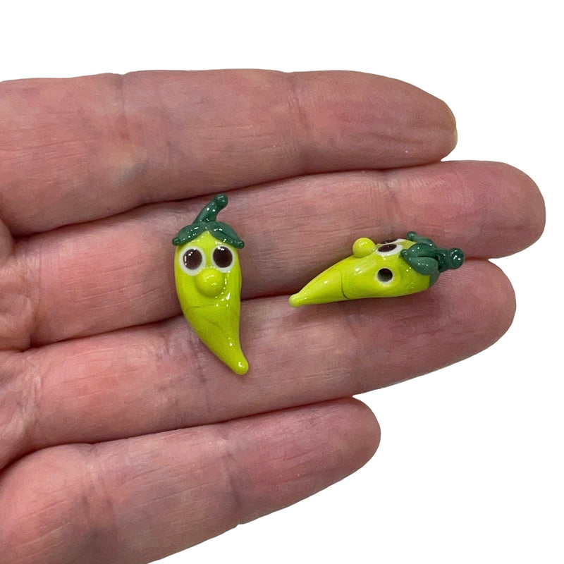 Hand Made Murano Glass Green Pepper Charm