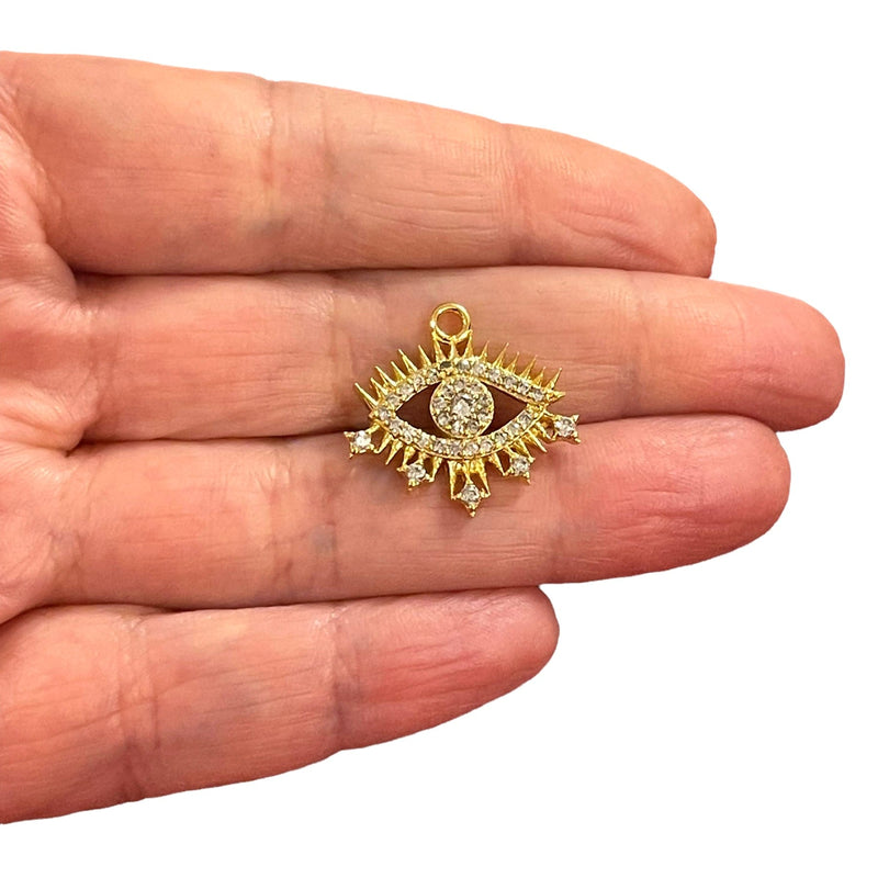 24Kt Gold Plated CZ Micro Pave Eye Charm