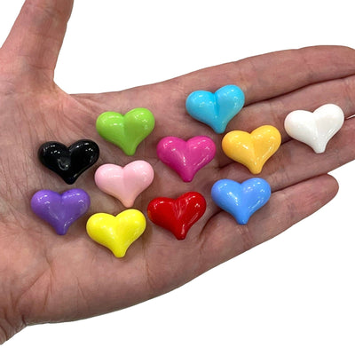 Large Acrylic Heart Charms, Vertical Hole Acrylic Hearts, Assorted 33 pcs in a pack