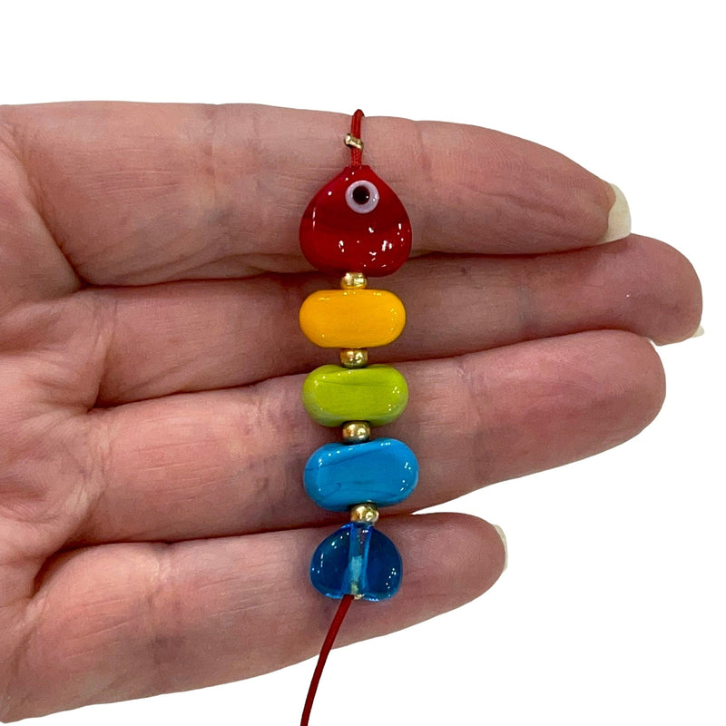 Hand Made Murano Glass Beads, 5 Beads Set for making Murano Glass Fish Bone Charm