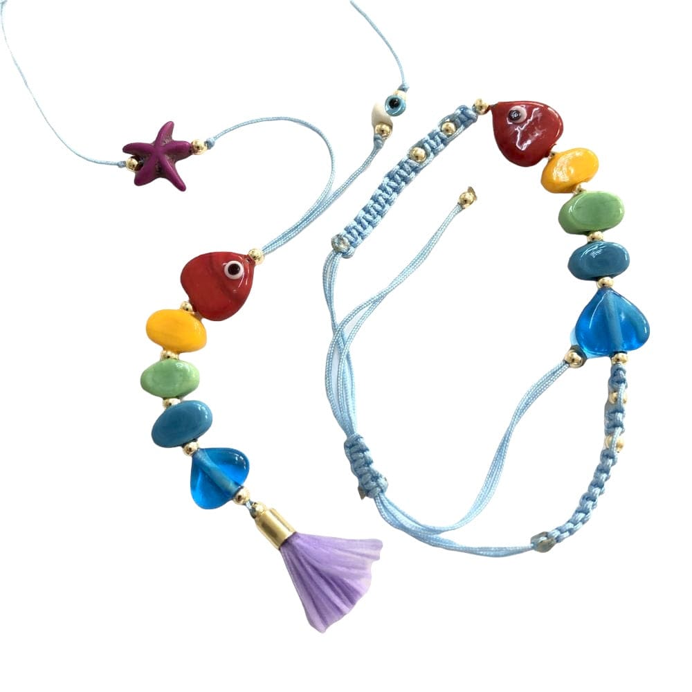 Hand Made Murano Glass Beads, 5 Beads Set for making Murano Glass Fish Bone Charm