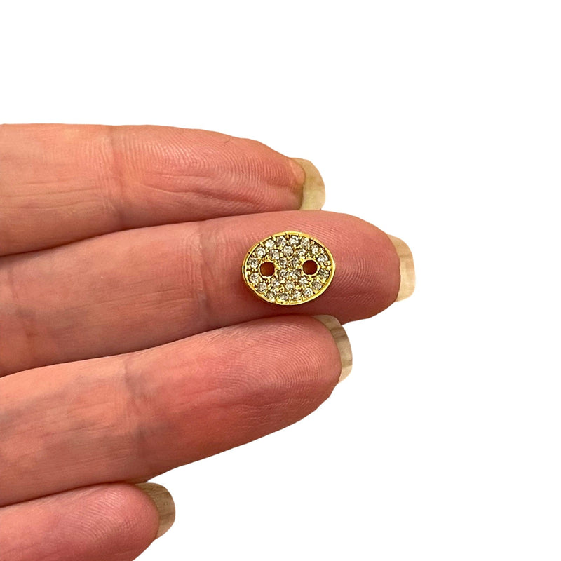 Copy of 24Kt Gold Plated CZ Micro Pave Button Charm, Bracelet Button Charm