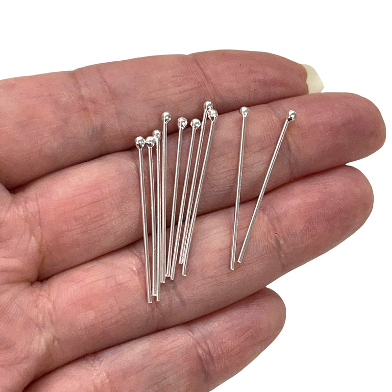 Sterling Silver Ball Point Head Pins, 925 Sterling Silver Head Pins 30mmx0.6mm, 10 pcs in a pack