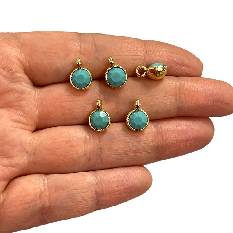24Kt Gold Plated Turquoise Swarovski Charms, 5 pcs in a pack