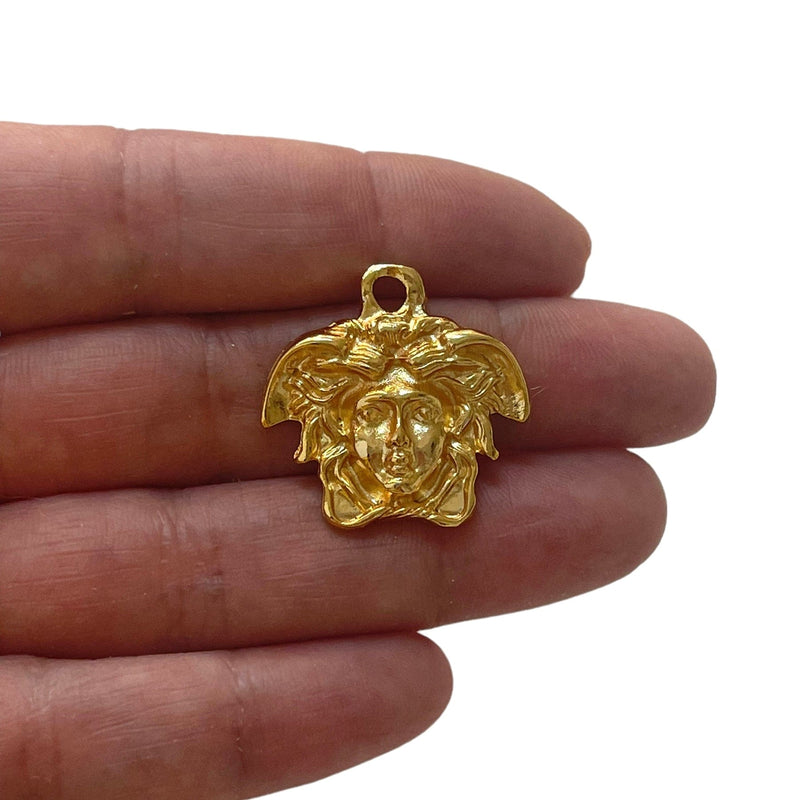 24Kt Gold Plated Medusa Charm, Ancient Greek Mythology Medusa Head Charm