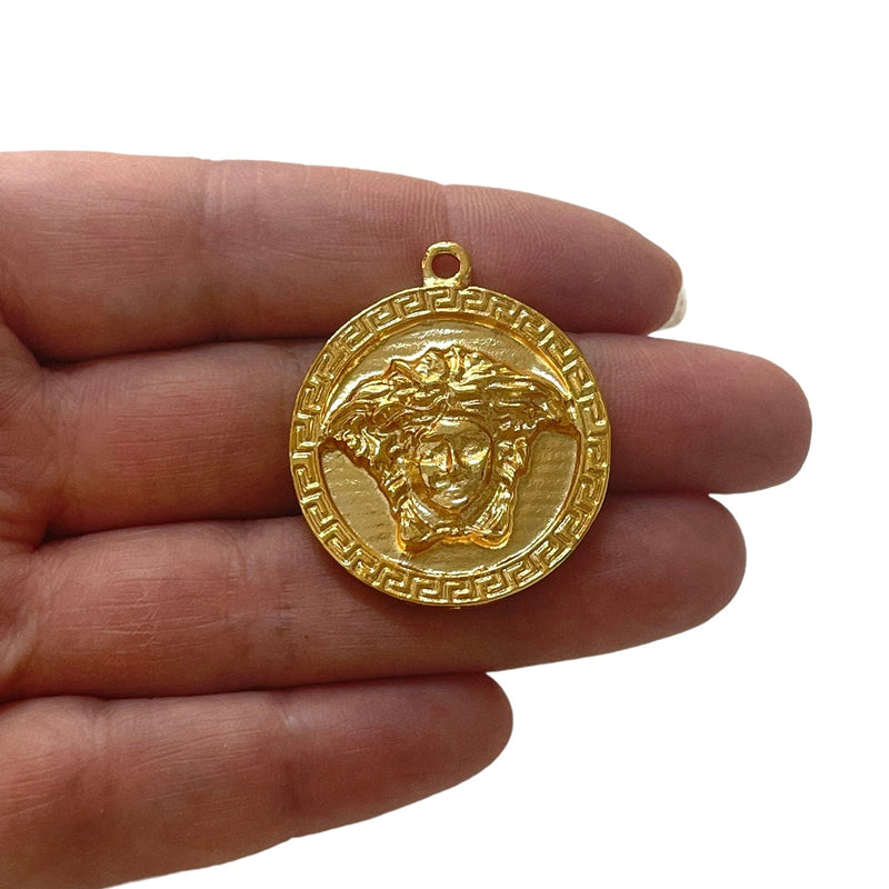 24Kt Gold Plated Medusa Pendant, Ancient Greek Mythology Medusa Head Pendant