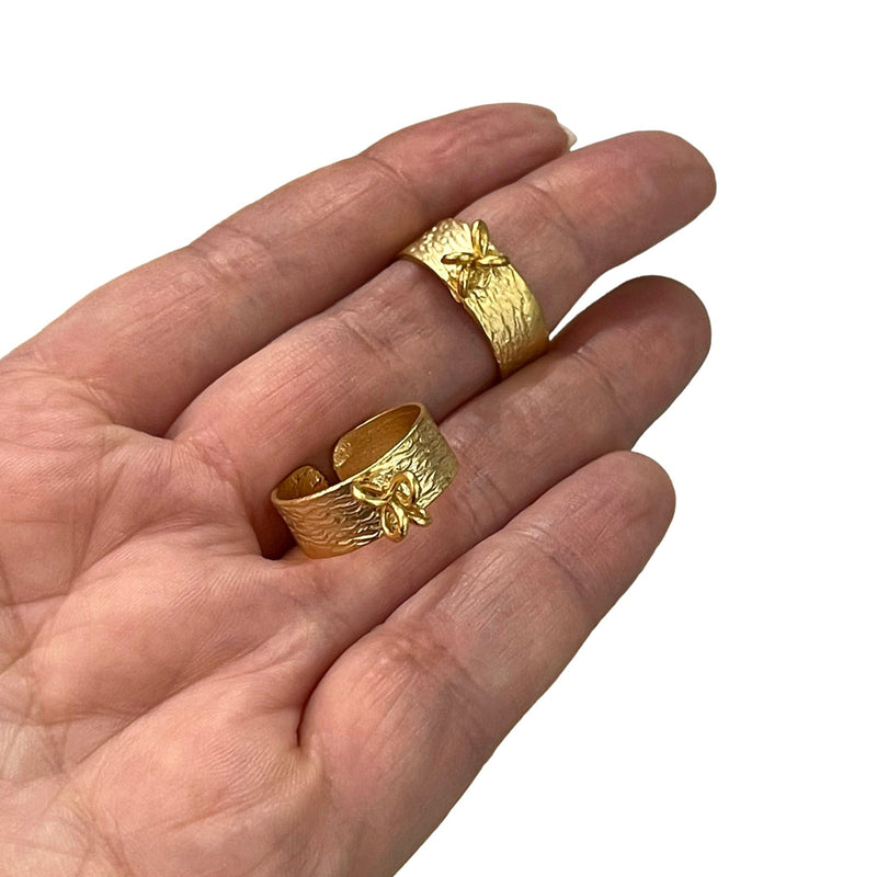 24Kt Matte Gold Plated Brass Adjustable Ring Blank