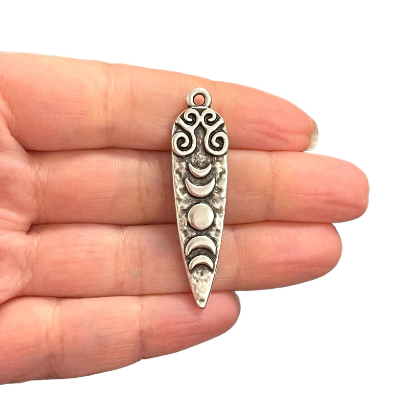 Antique Silver Plated Phases Of Moon Pendant
