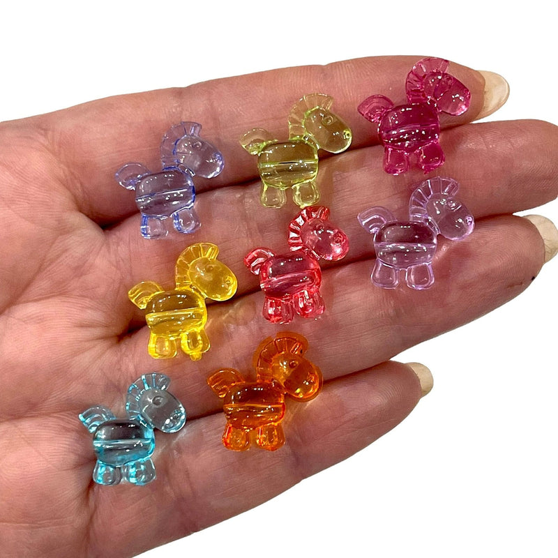 Perles de poney en acrylique, perles de poney en acrylique transparent de 15 mm, paquet de 50 gr, environ 66 perles dans un paquet