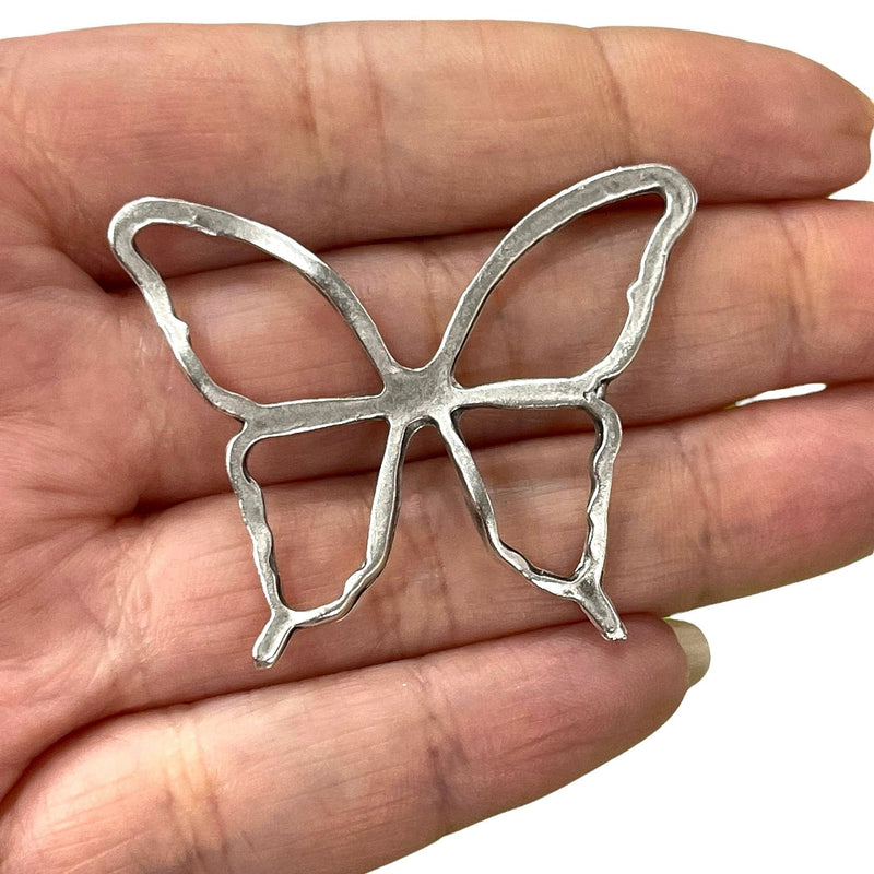 Antique Silver Plated Large Butterfly Connector Pendant