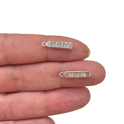 Silver Plated Brass Pill Bar Words Pendant, Words Charms, Love, Chill, Hope,Happy, Mom Charms